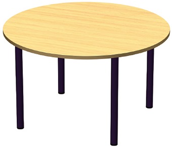Bàn thư viện Kotobuki Sea hình tròn FTA-1600 & FTA-1610 kích thước Dài 120 x Rộng 120 x Cao 33, 58, 64, 70cm, mặt bàn gỗ ván dăm chân bàn ống thép