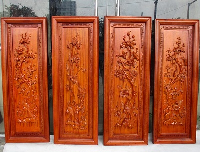 Bộ Tranh gỗ tứ quý tùng cúc trúc mai Kênh Bong TTQ01