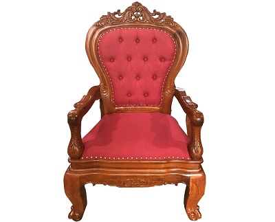 Ghế chủ tịch gỗ tần bì bọc nỉ đỏ cao cấp GHT75 nạm đinh đệm ngồi lưng thiết kế theo phong cách sang trọng tân cổ điển thể hiện sự uy quyền cho lãnh đạo