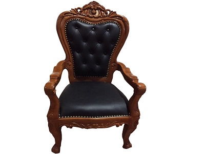 Ghế chủ tọa bọc da đen cao cấp dáng tân cổ điển GHT78 nạm đinh đồng gỗ tự nhiên tần bì, xoan đào, gỗ hương đỏ, gỗ gõ dáng tân cổ điển sang trọng giá rẻ