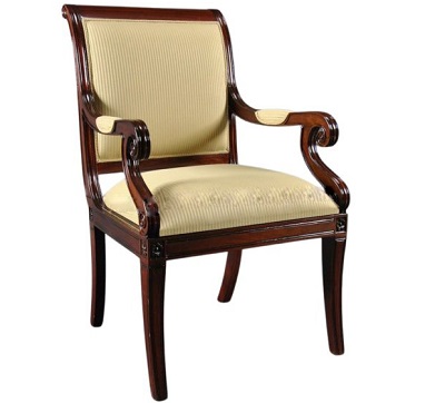Ghế họp gỗ tự nhiên có tay bọc nỉ GHT86 Rộng 650 bọc vải kẻ vàng