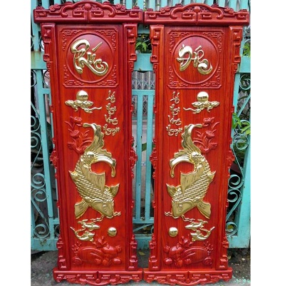 Tranh gỗ cá chép lý ngư vọng nguyệt khung chiện TCC08