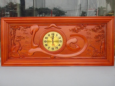 Mẫu Tranh gỗ đồng hồ chữ lộc thư pháp TRG39