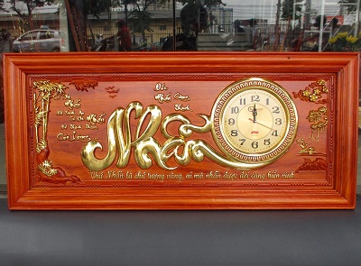 Tranh gỗ chữ nhẫn đồng hồ hương đỏ nam phi TRG36 nhẫn để bình an