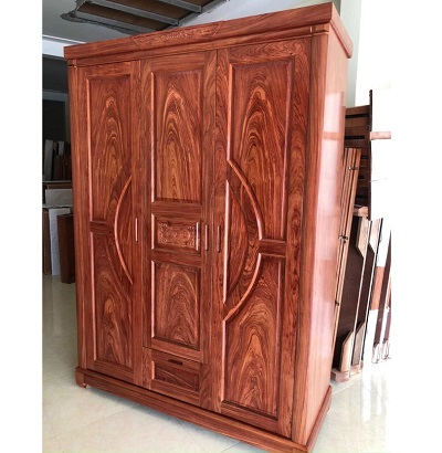 Tủ quần áo gỗ 3 cánh vòm gỗ hương đá GTQA119