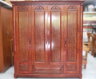 Tủ quần áo gỗ gội 4 cánh rộng 190cm cánh vòm GTQA99 1 ngăn kéo