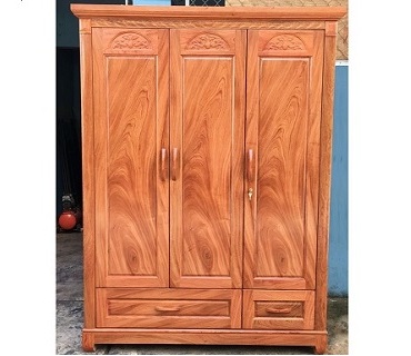 Tủ quần áo gỗ hương đá cánh vòm 3 cánh GTQA103