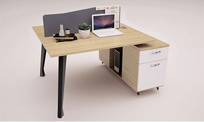 Bàn làm việc nhân viên gỗ MFC chân sắt kèm hộc tủ BHV206 hiện đại