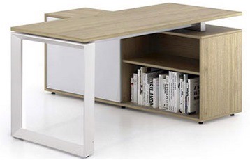Bàn trưởng phòng mặt gỗ chân sắt kèm tủ phụ BHV189 Rộng 160 cm