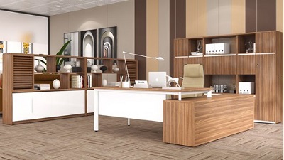 Bàn làm việc chân sát ống sơn tĩnh điện kèm tủ phụ