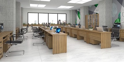 Bàn làm việc văn phòng gỗ công nghiệp có yếm lửng BONC235