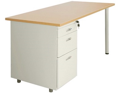 Bàn mặt gỗ công nghiệp chân ống thép sơn tĩnh điện liền hộc BONC232