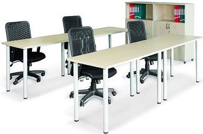 Bàn gỗ công nghiệp chống xước chân ống sơn tĩnh điện kem BONC231