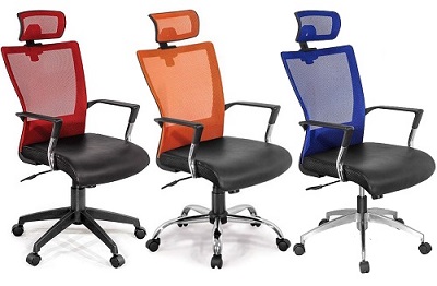 Ghế văn phòng đệm ngồi bọc da lưng lưới GONC62