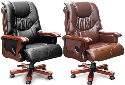 Ghế xoay giám đốc da cao cấp chân thép ốp gỗ GONC85