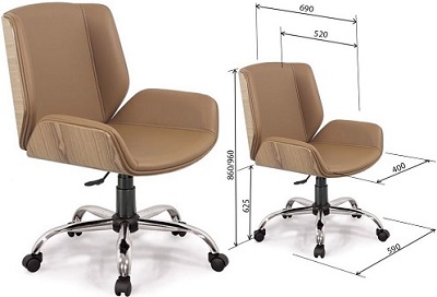Ghế xoay giám đốc lưng trung cốt gỗ đệm da PU GONC82