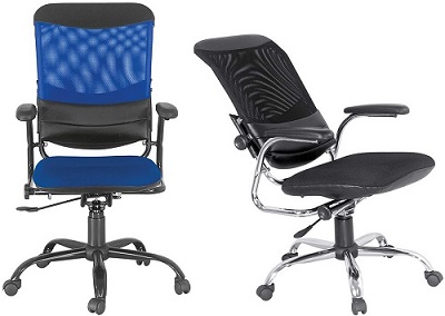 Ghế xoay văn phòng bọc lưới, da PU nghiêng góc 180o GONC58