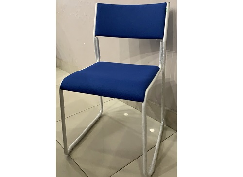 Ghế cafe chân khung thép bọc vỉ nỉ xanh FAMI22