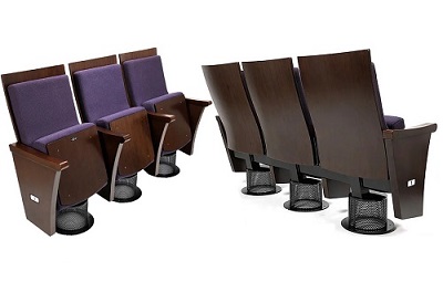 Ghế hội trường chân trụ tròn đệm bọc vải nỉ Gauss EH-247