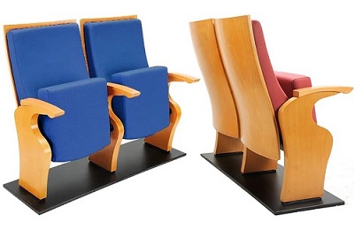 Ghế hội trường lưng ốp ván gỗ đệm bọc vải Gauss EZ-247