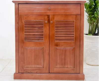 Tủ giày xoan ta 2 cánh, 1 ngăn kéo TGV76 Rộng 78 x cao 90 x sâu 33 cm