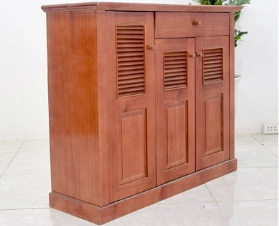 Tủ đựng giầy dép gỗ xoan đào nan gỗ 98cm TGV75
