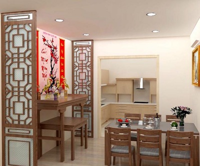 Vách ngăn gỗ công nghiệp trang trí phòng thờ VG195 GHO-505