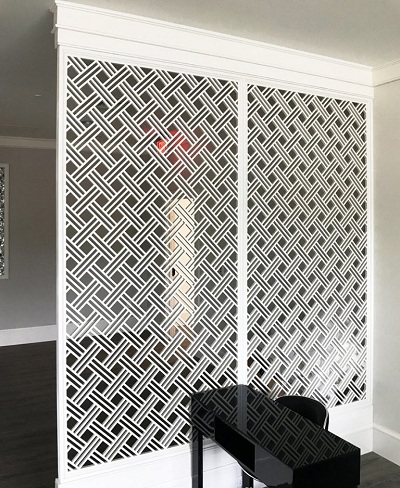 Vách ngăn trang trí hình đan lát VG125 truyền thống vào nhà hiện đại GHO-596