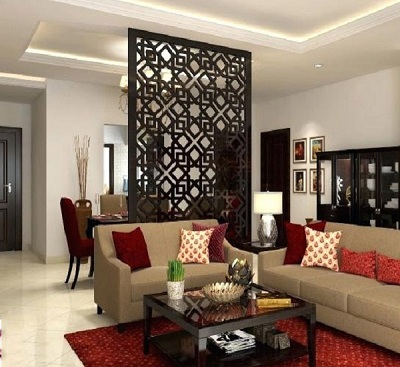 Vách ngăn gỗ MDF họa tiết hình vuông VG38 trang trí căn hô chung cư gho-5189