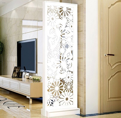Vách gỗ MDF hình những bông hoa sơn màu trắng VG47 sang trọng gho-5177