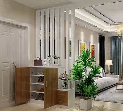 Vách ngăn phòng khách kết hợp kệ tủ để đồ VG04 cột 8 trụ cao 2m2