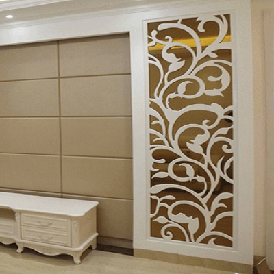 Vách ngăn phòng khách hình cây hoa leo VG52 sơn bệt mầu trắng gho-5172