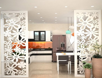 Vách ngăn phòng bếp CNC trang trí hình những bông hoa VG69 gho-5155