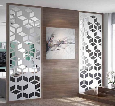 Vách ngăn CNC 3D hình hộp sang trọng VG46 cách trang trí hình vuông gho-5178
