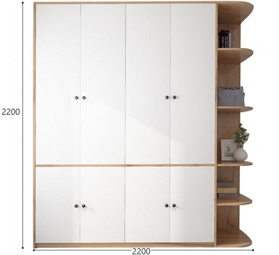 Tủ quần áo kết hợp kệ trang trí gỗ công nghiệp GMDF212 HS-51256
