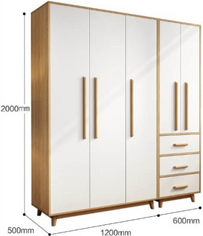 Tủ quần áo gỗ MDF cánh mở chân cao GMDF207 GHS-51329