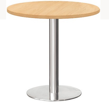 Bàn Cafe mặt gỗ chân trụ inox tròn CFONC01