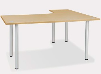 Bàn lệch trái gỗ MFC chân trụ tròn màu kem BONC251