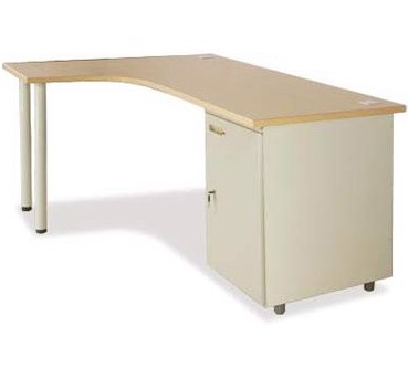 Bàn văn phòng góc trái có hộc sắt liền bàn cánh mở BONC253