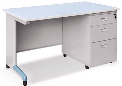 Bàn chân sắt mặt gỗ có hộc 3 ngăn kéo BONC261 phủ laminate melamine BS12H3-M BS12H3-LG