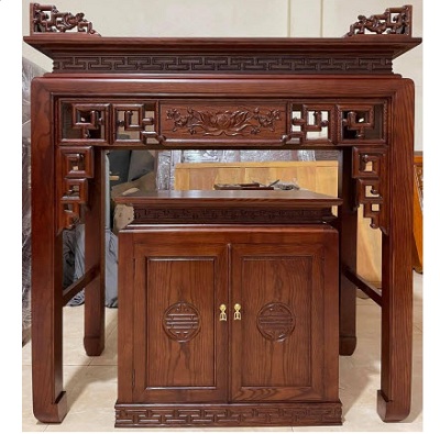 Bộ bàn thờ gỗ sồi nga tự nhiên BTD01