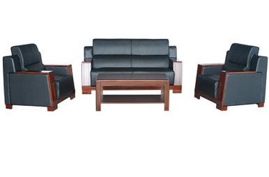 Bộ ghế sofa cao cấp bọc da PU tay chân ốp gỗ lịch lãm GSFONC19 sp01