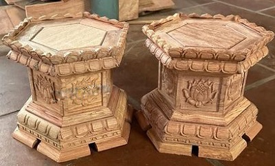 Đế kê tượng hình lục giác chạm hoa sen DG07