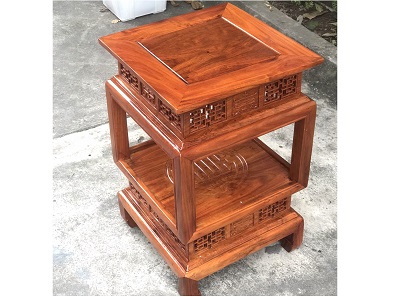 Đôn đèn gỗ hương vuông 30cm kê tượng DG08