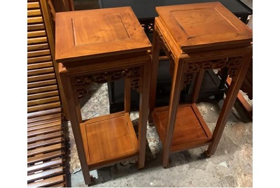 Đôn vuông gỗ hương đá đá mặt 300mm DG09