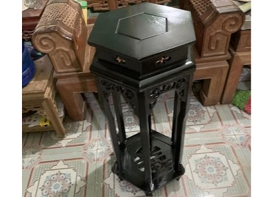 Đôn lục giác gỗ rác gụ mặt 30cm DG10