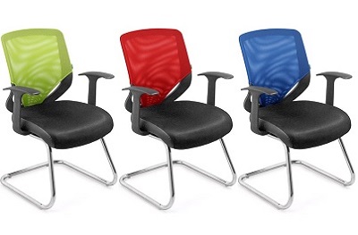 Ghế chân thép dạng quỳ đệm bọc vải lưới tay nhựa đúc GGONC23 GQ232