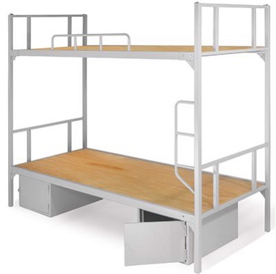 Giường sắt hai tầng sơn ghi giát gỗ GSONC05 sơn tĩnh điện JS-2T-H-G