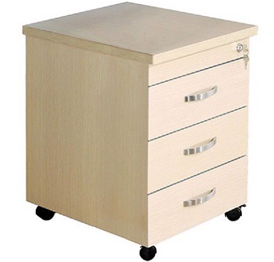 Hộc gỗ di động 3 ngăn kéo có khóa vân sồi TONC86