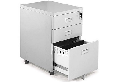 Hộc sắt di động màu kem có ngăn kéo TONC95 có bánh xe di chuyển hs03